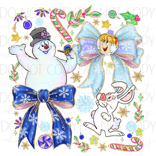 DTF TRANSFER|SNOWMAN BOWS|303